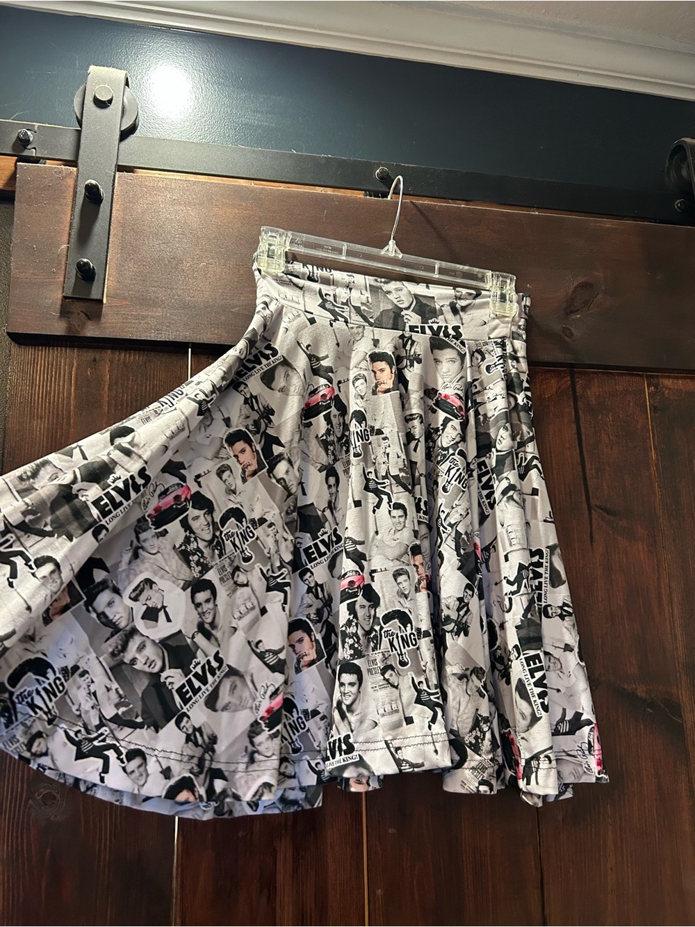 Custom Elvis black, white and pink circle skirt
